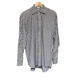 Luciana Barbera "The Shirt" Blue Yellow Brown White Chek‎ Men's Medium